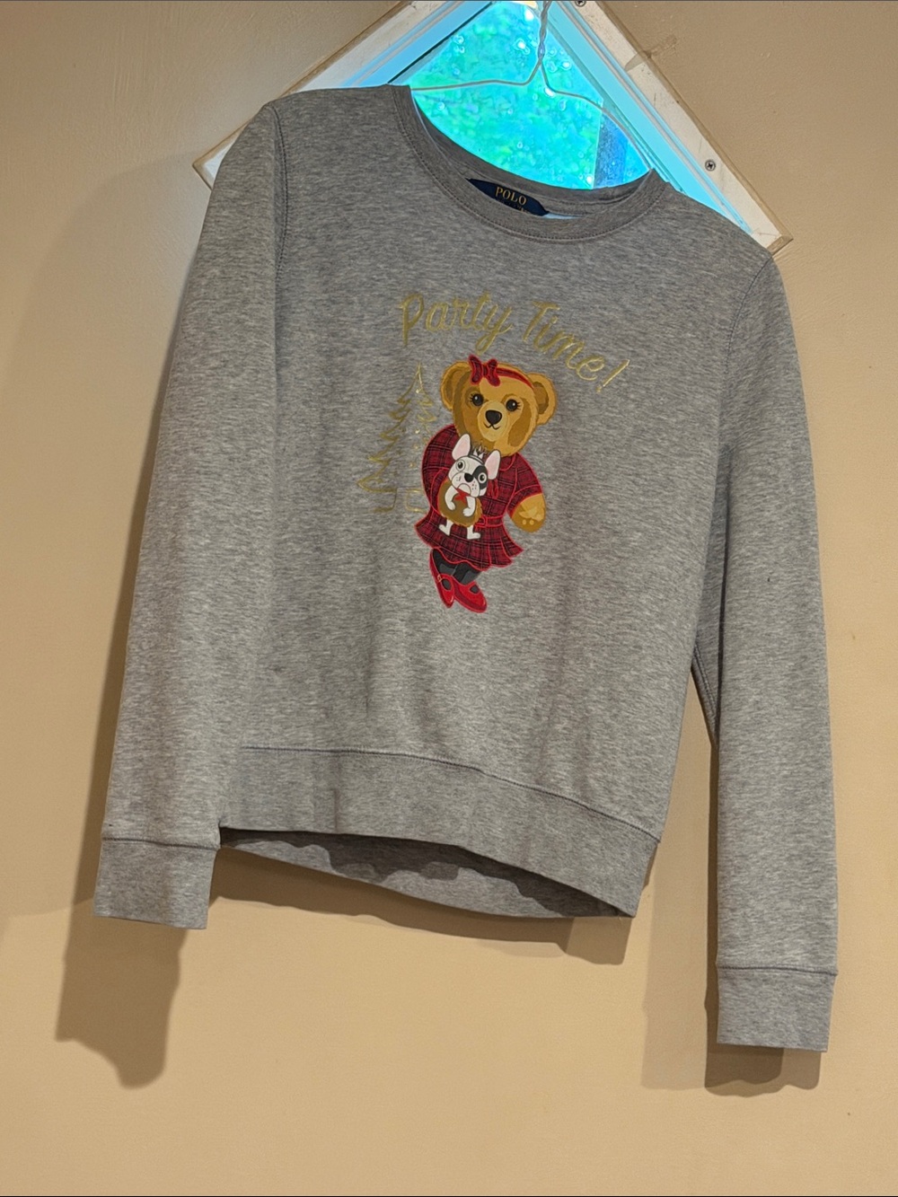 Polo by Ralph Lauren Grey Bear & Red Plaid Graphic Sweatshirt